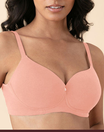 LOSHA SIDE SMOOTHING BIO WASHED ANTI BACTERIAL COTTON WIRELESS T-SHIRT BRA-PINK