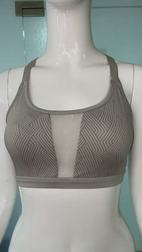 LOSHA MEDIUM IMPACT SPORTS BRA WITH REMOVABLE PADS-GREY PRINT