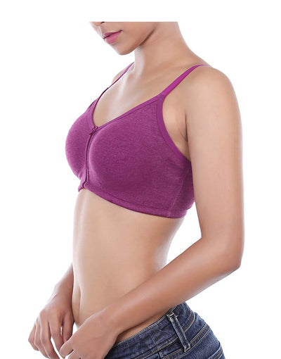 LOSHA DOUBLE LAYERED WIRE-FREE BRA WITH HIGH MID PANEL-GRAPE