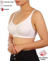 FULL COVERAGE SUPER SUPPORT SEAMLESS MOLDED CUPS MINIMIZER BRA-WHITE