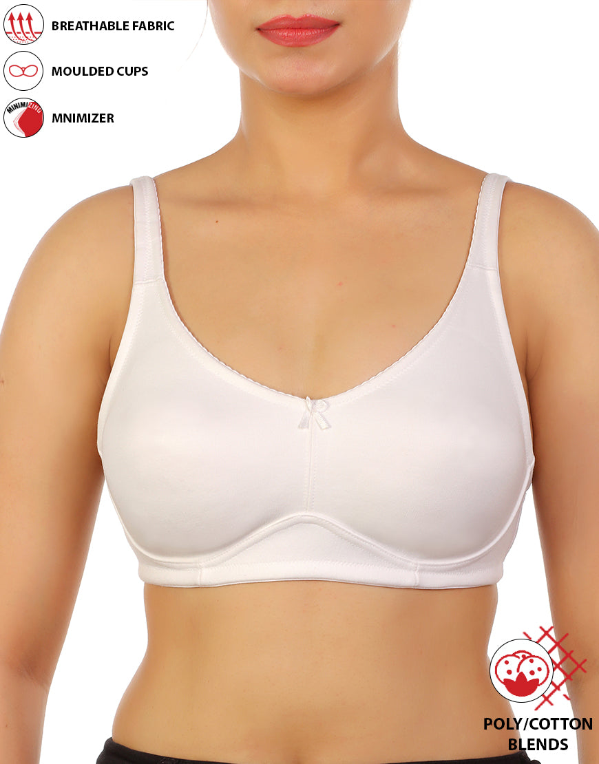 LOSHA FULL COVERAGE SUPER SUPPORT SEAMLESS MOLDED CUPS MINIMIZER BRA-WHITE