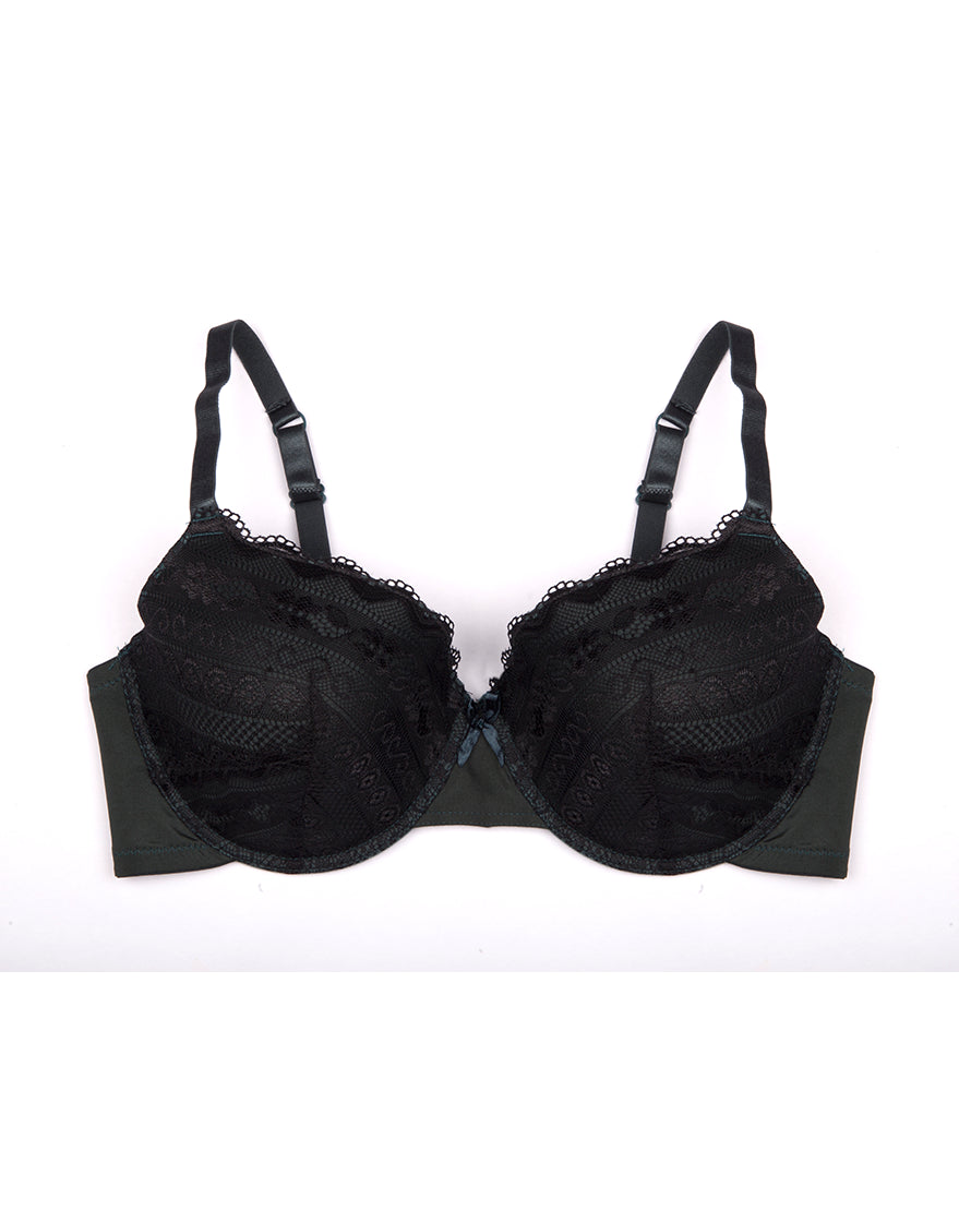 PLUS SIZE SHINY MICROFIBER & LACE MOLDED CUP BRA SETS