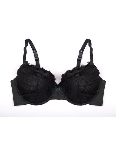 PLUS SIZE SHINY MICROFIBER & LACE MOLDED CUP BRA SETS