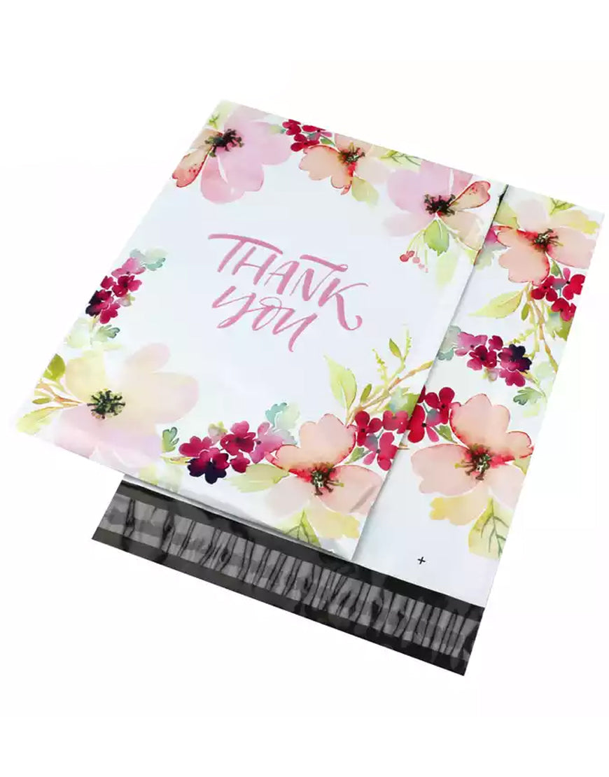 Floral "Thank You" Printed Packing Poly Mailer / Envelope-9.5"x13"
