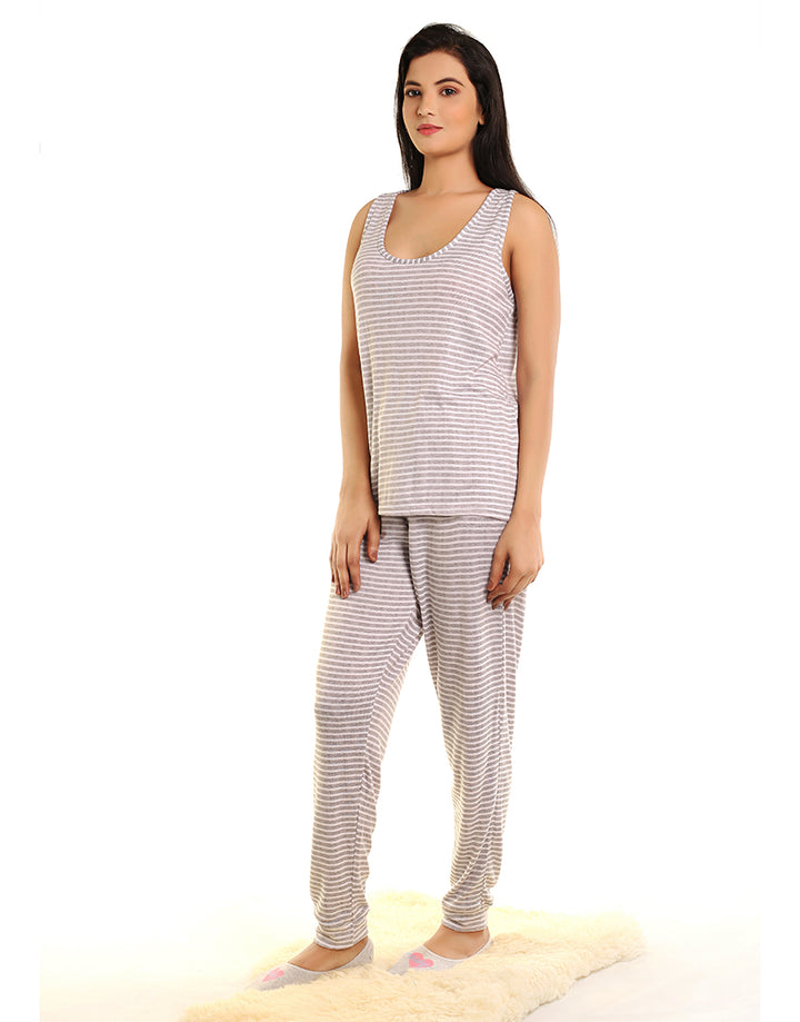 TAHARI BRUSHED KNIT TANK & JOGGER PJ SET – CHARCOAL