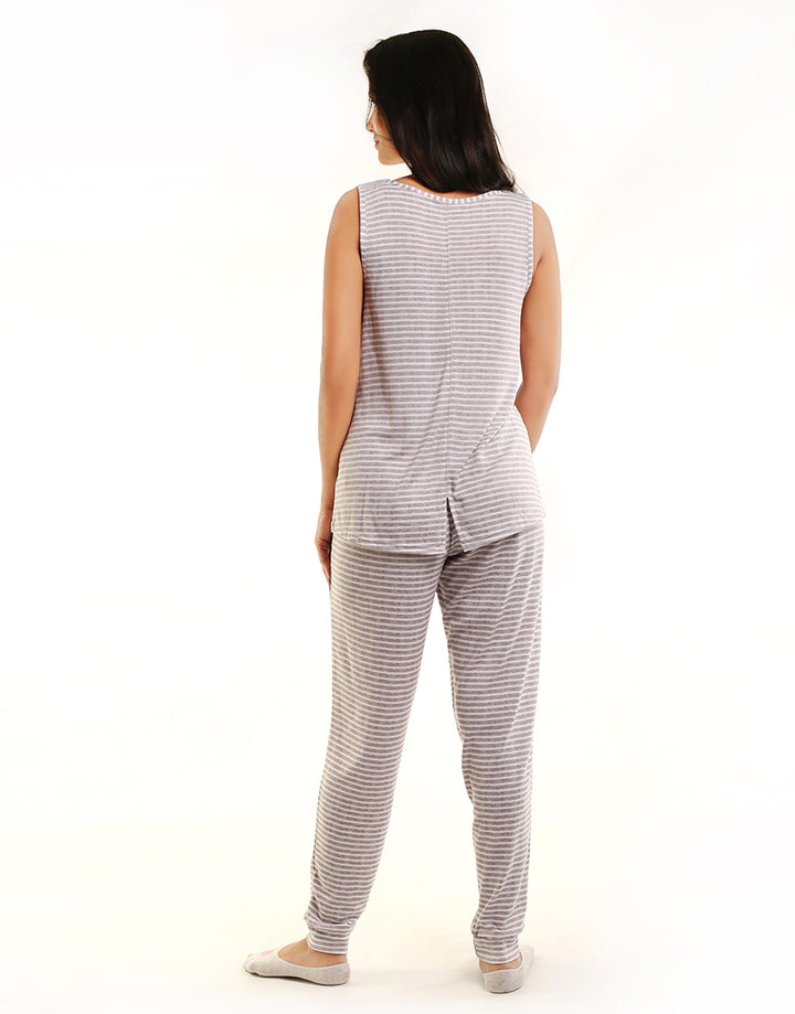 TAHARI BRUSHED KNIT TANK & JOGGER PJ SET – CHARCOAL