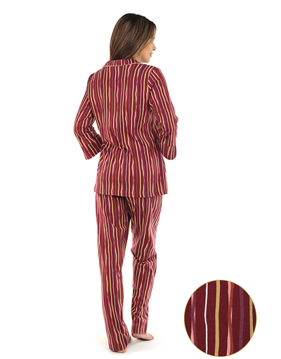 SIESTA COTTON BUTTON DOWN SHIRT & PJ SET-STRIPES