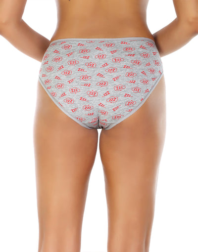 LOSHA SUPER SOFT COTTON STRETCH PRINTED BIKINI BRIEF - GREY