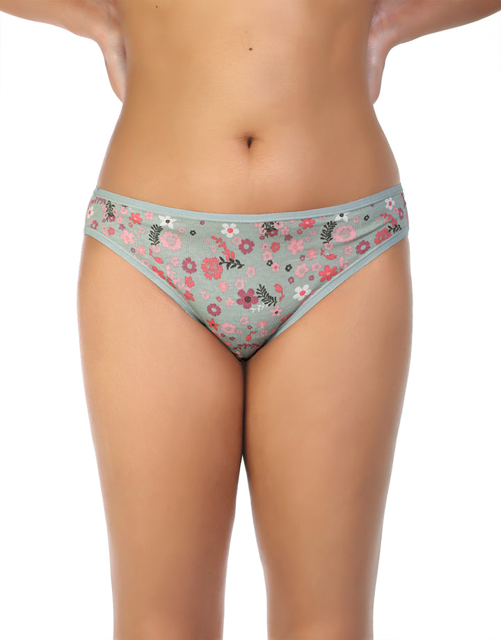 LOSHA SUPER SOFT COTTON STRETCH PRINTED BIKINI BRIEF - FLORAL