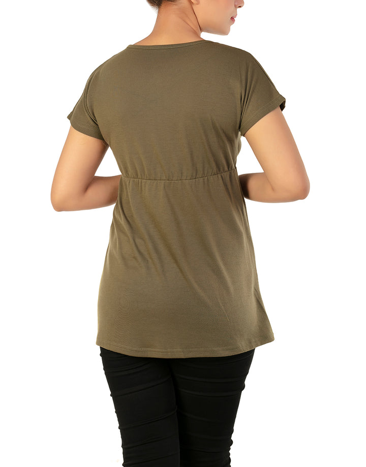 LOSHA MOMMY DROP SHOULDER NURSING SHIRT-ARMY GREEN