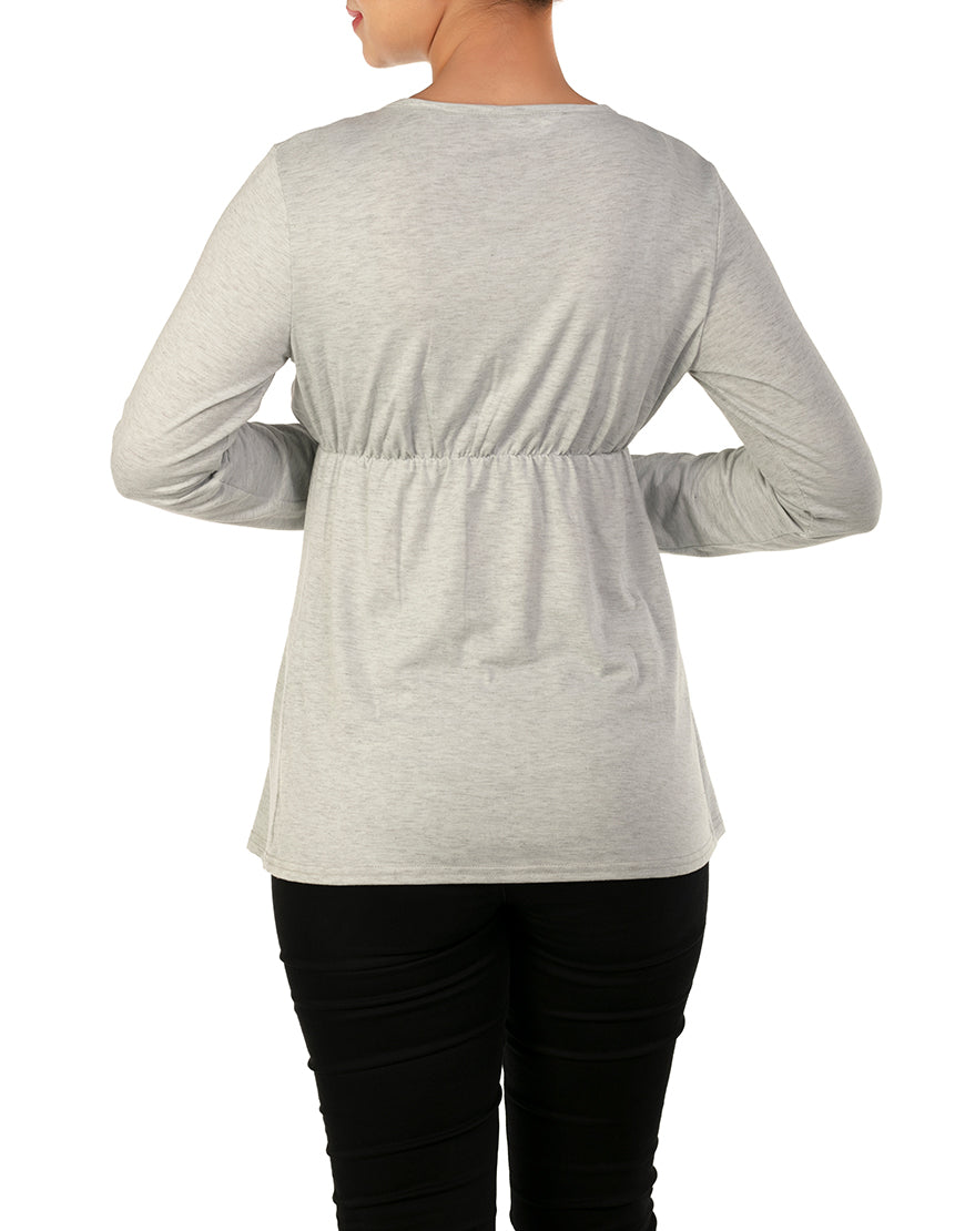 LOSHA MOMMY FULL SLEEVES NURSING SHIRT-GREY