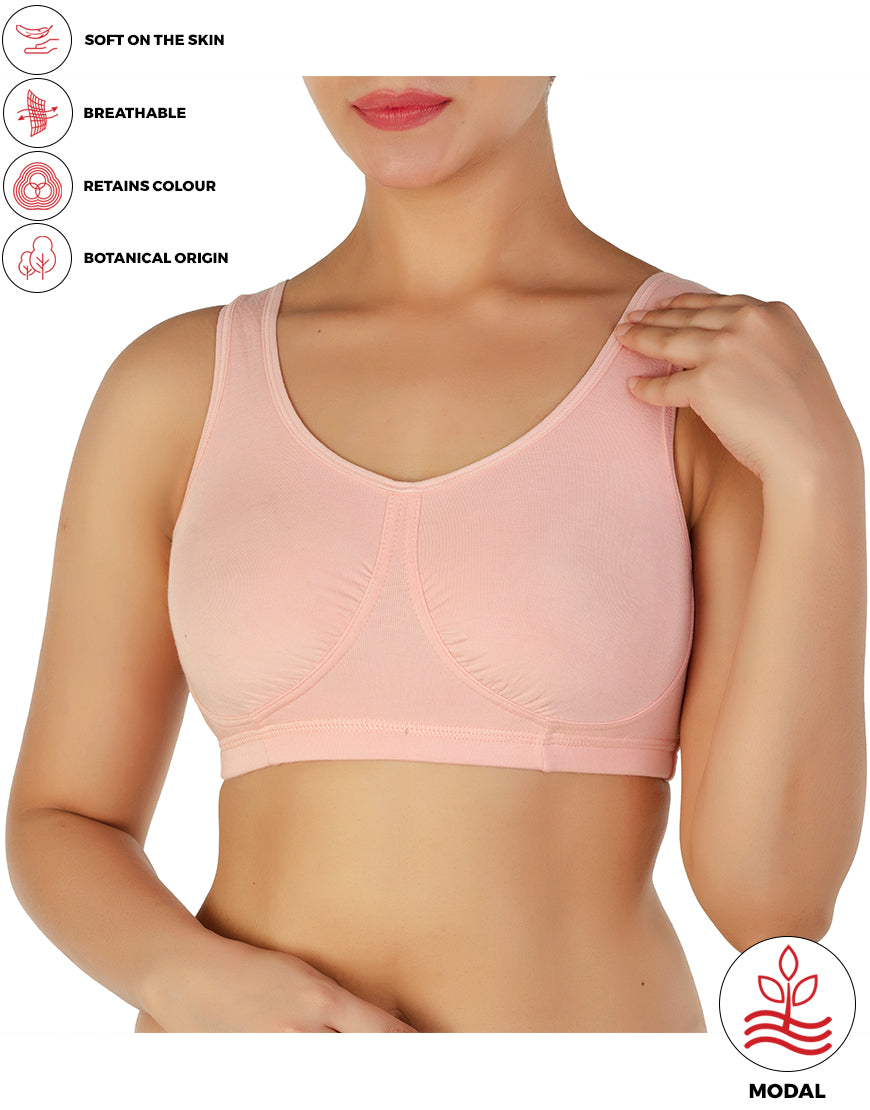 DOUBLE LAYERED MODAL STAY AT HOME / MATERNITY / SLEEP BRA-QUARTZ PINK