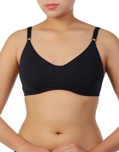 LOSHA COTTON DOUBLE LAYERED ENCIRCLE BRA-BLACK