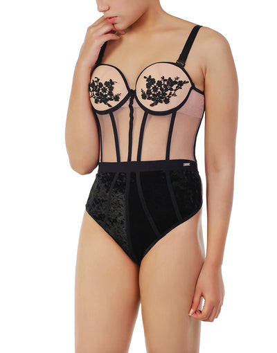 PADDED WIRED TEDDY-Black&Rose Dust