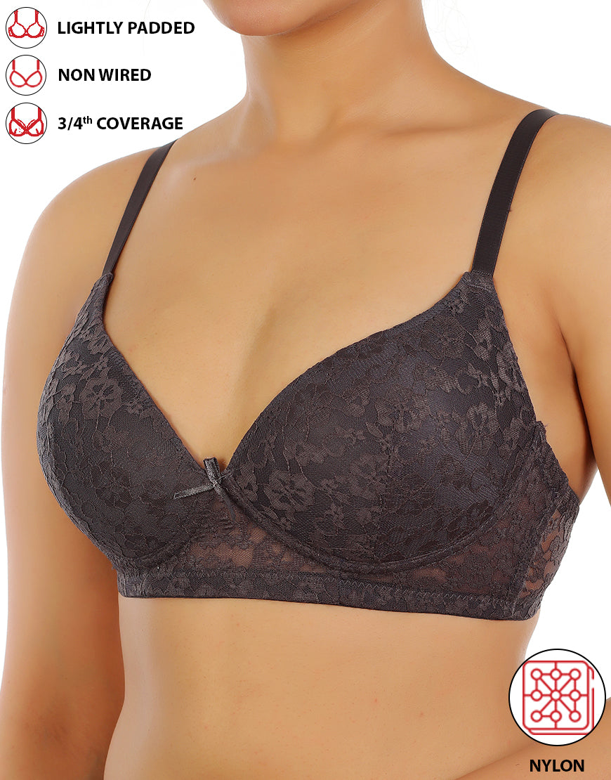 Losha Embossed Mesh Padded Bra - PlazzaPK Lifestyle