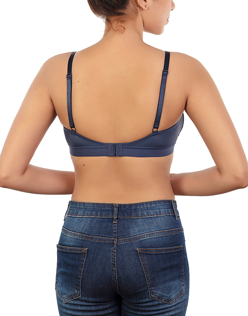 LOSHA LIGHTLY PADDED NON WIRED TSHIRT BRA WITH STRIPED ELASTIC WAIST B –  Losha