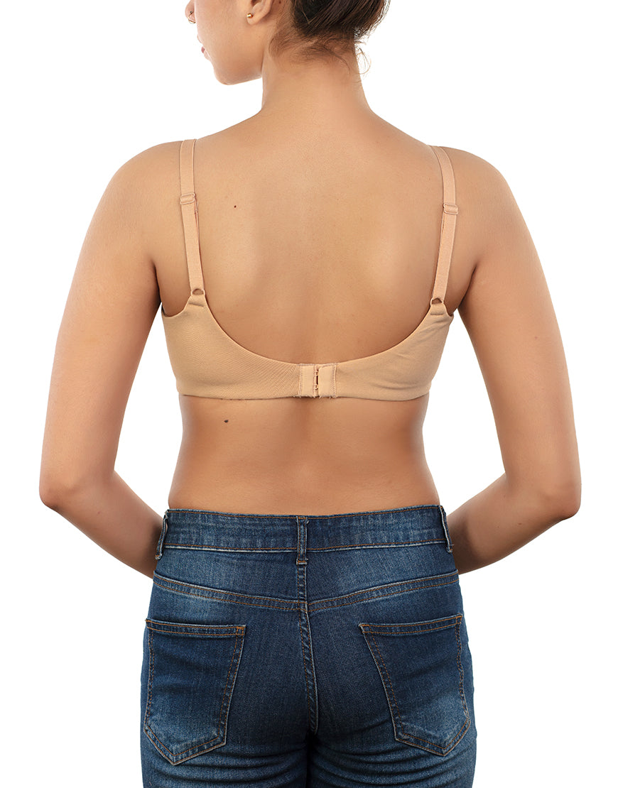 LOSHA SIDE SMOOTHING BIO WASHED ANTI BACTERIAL COTTON WIRELESS T-SHIRT BRA-NUDE