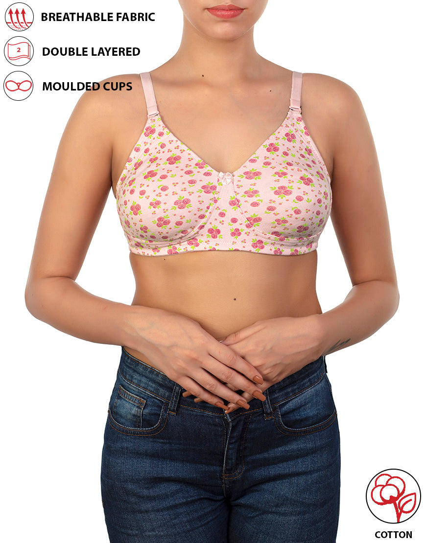 LOSHA SUPPER SOFT SIDE SUPPORT COTTON BRA WITH HIDDEN NIPPE COVER -BLA –  Losha