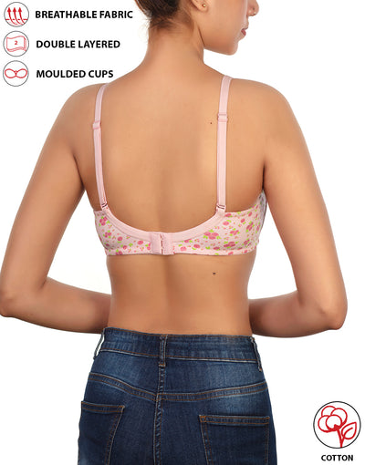 LOSHA COTTON DOUBLE LAYERED NON WIRED PRINTED BRA -BABY ROSE PRINT