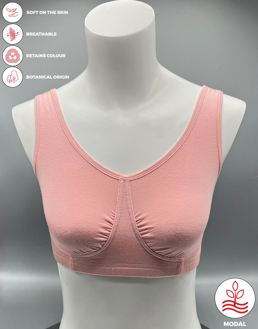 DOUBLE LAYERED MODAL STAY AT HOME / MATERNITY / SLEEP BRA-QUARTZ PINK