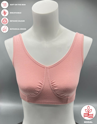 DOUBLE LAYERED MODAL STAY AT HOME / MATERNITY / SLEEP BRA-QUARTZ PINK