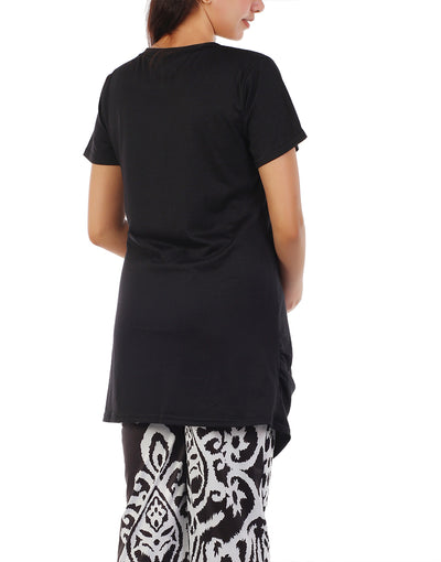 LOSHA MOMMY SHORT SLEEVE COTTON MATERNITY T-SHIRT-BLACK