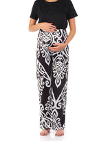 MOMMY MATERNITY STRAIGHT LEG PANTS- BLACK PRINT