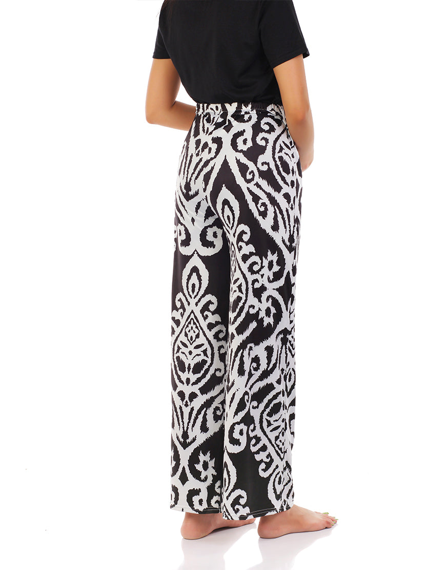 LOSHA MOMMY MATERNITY STRAIGHT LEG PANTS- BLACK PRINT