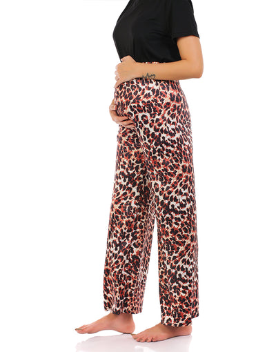 LOSHA MOMMY MATERNITY STRAIGHT LEG PANTS- LEOPARD