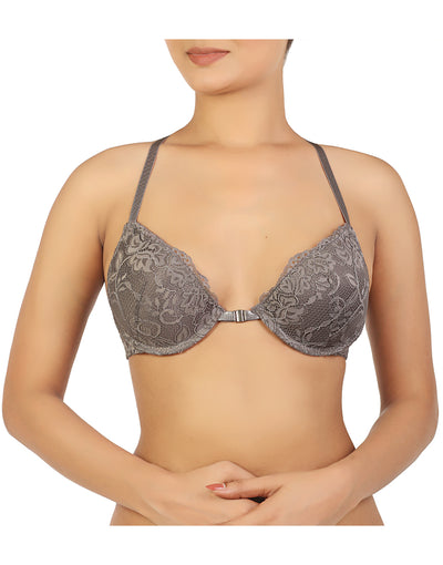 PACK OF 2 FANCY BACK LACE FRONT OPEN BRAS-PALE BANANA