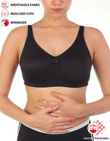 FULL COVERAGE SUPER SUPPORT SEAMLESS MOLDED CUPS MINIMIZER BRA-BLACK