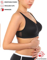 FULL COVERAGE SUPER SUPPORT SEAMLESS MOLDED CUPS MINIMIZER BRA-BLACK