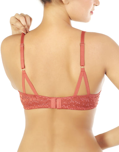 PACK OF 2 WIRED CAGE STYLE ALL OVER LACE PUSH-UP BRAS-DUSTY CEDAR