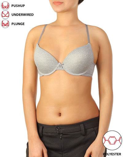 Microfiber Wired Pushup T-Shirt Bra-Light Grey