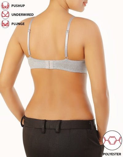 Microfiber Wired Pushup T-Shirt Bra-Light Grey