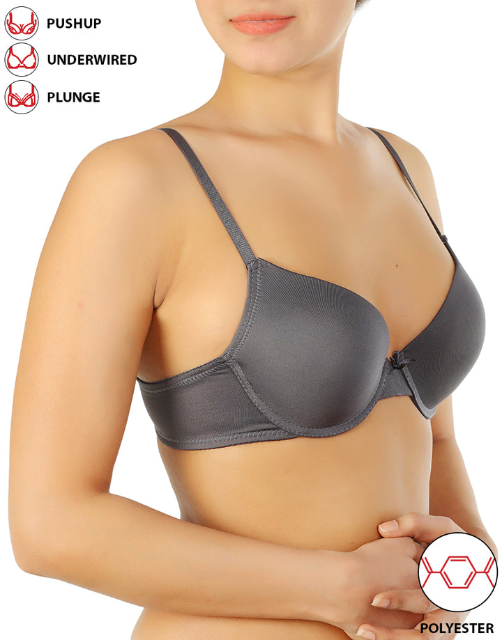 Pack of 3 Microfiber Wired Pushup T-Shirt Bras-Dusty Cedar