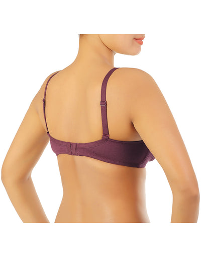 CUP SIDE SUPPORT DOUBLE LAYERED MULTIWAY COTTON BRA -GRAPE WINE