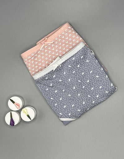 Pack of 2 Plus size printed cotton panties-Light pink/ Grey
