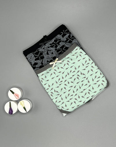 Pack of 2 Plus size printed cotton panties-Light green/Black