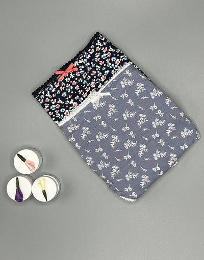 Pack of 2 Plus size printed cotton panties-Grey/Navy