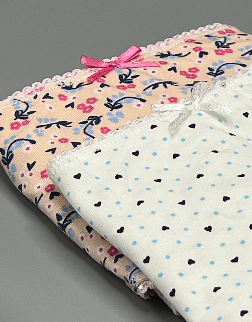 Pack of 2 Plus size printed cotton panties-Peach/White