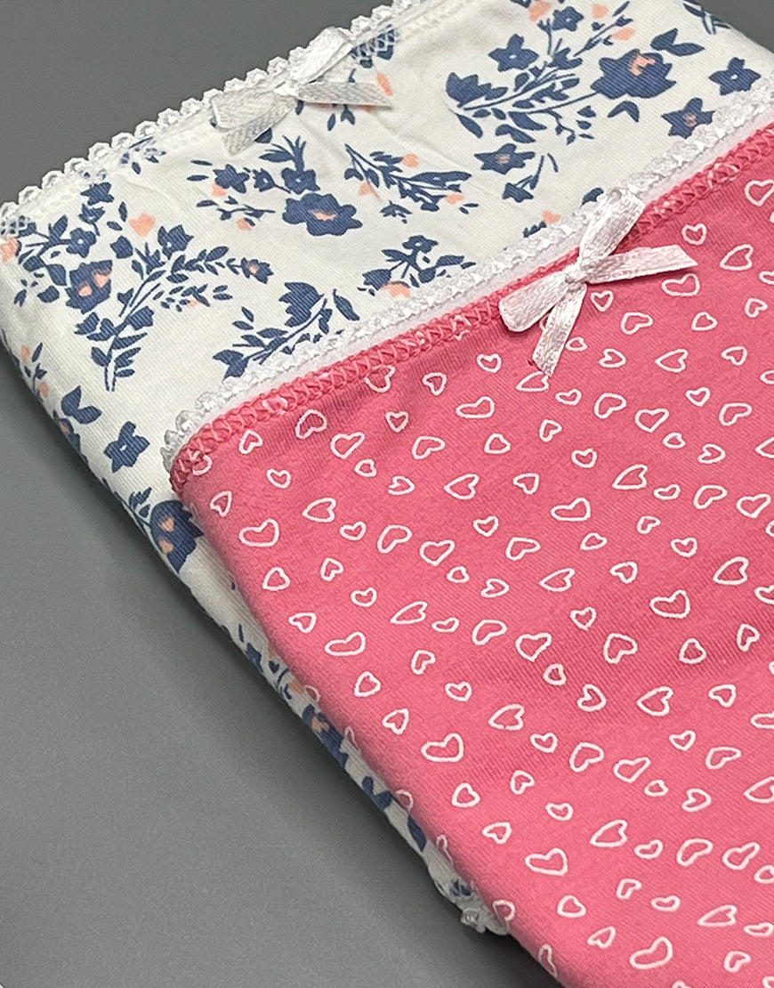 Pack of 2 Plus size printed cotton panties-Pink/White