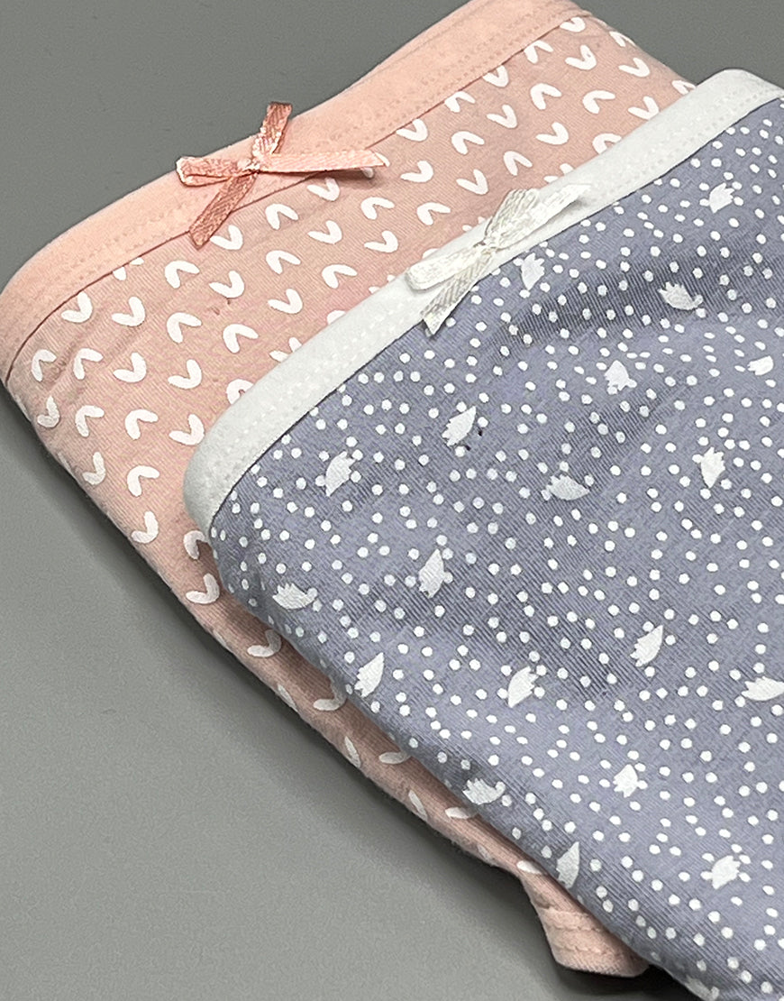 Pack of 2 Plus size printed cotton panties-Light pink/ Grey