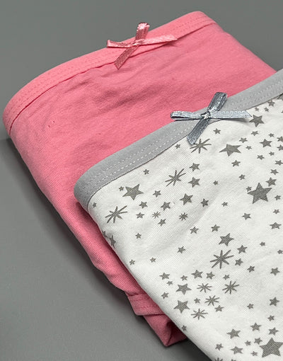 Pack of 2 Plus Size Printed Cotton Panties-White/Pink