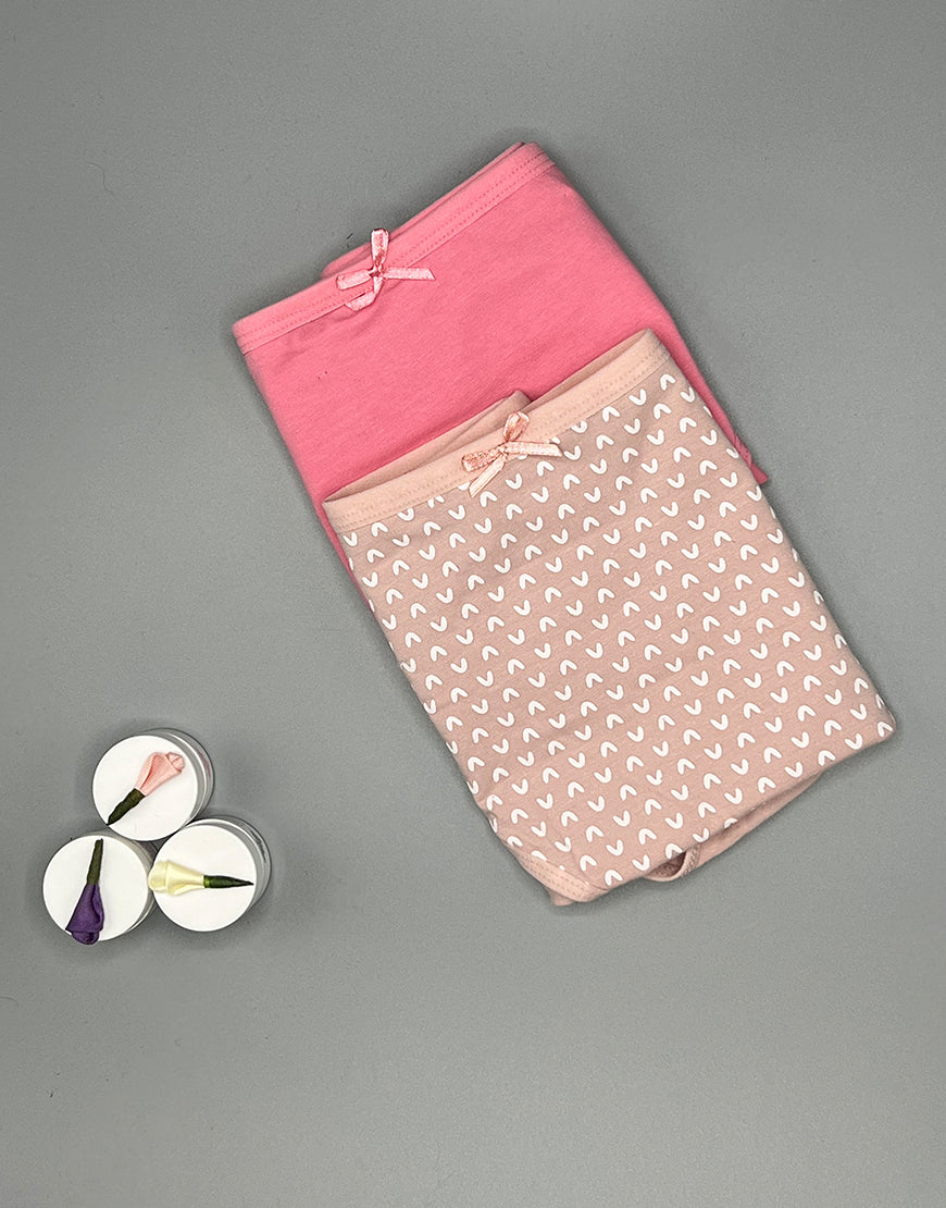 Pack of 2 Plus size printed cotton panties-LIGHT PINK/CORAL