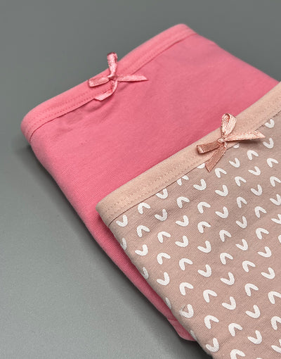 Pack of 2 Plus size printed cotton panties-LIGHT PINK/CORAL