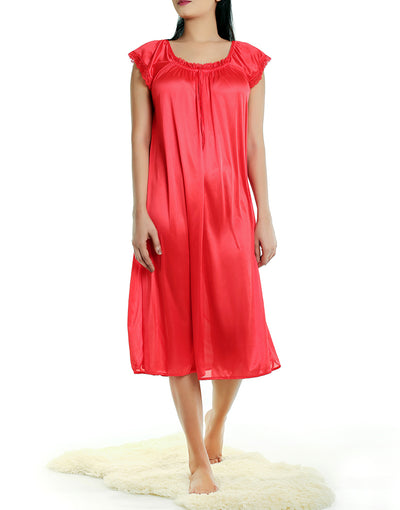 LOSHA MID-CALF LENGTH CAP SLEEVE NIGHTY-ORANGE RED