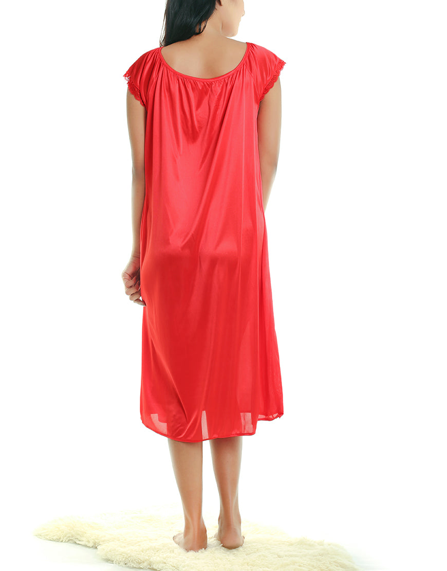 LOSHA MID-CALF LENGTH CAP SLEEVE NIGHTY-ORANGE RED