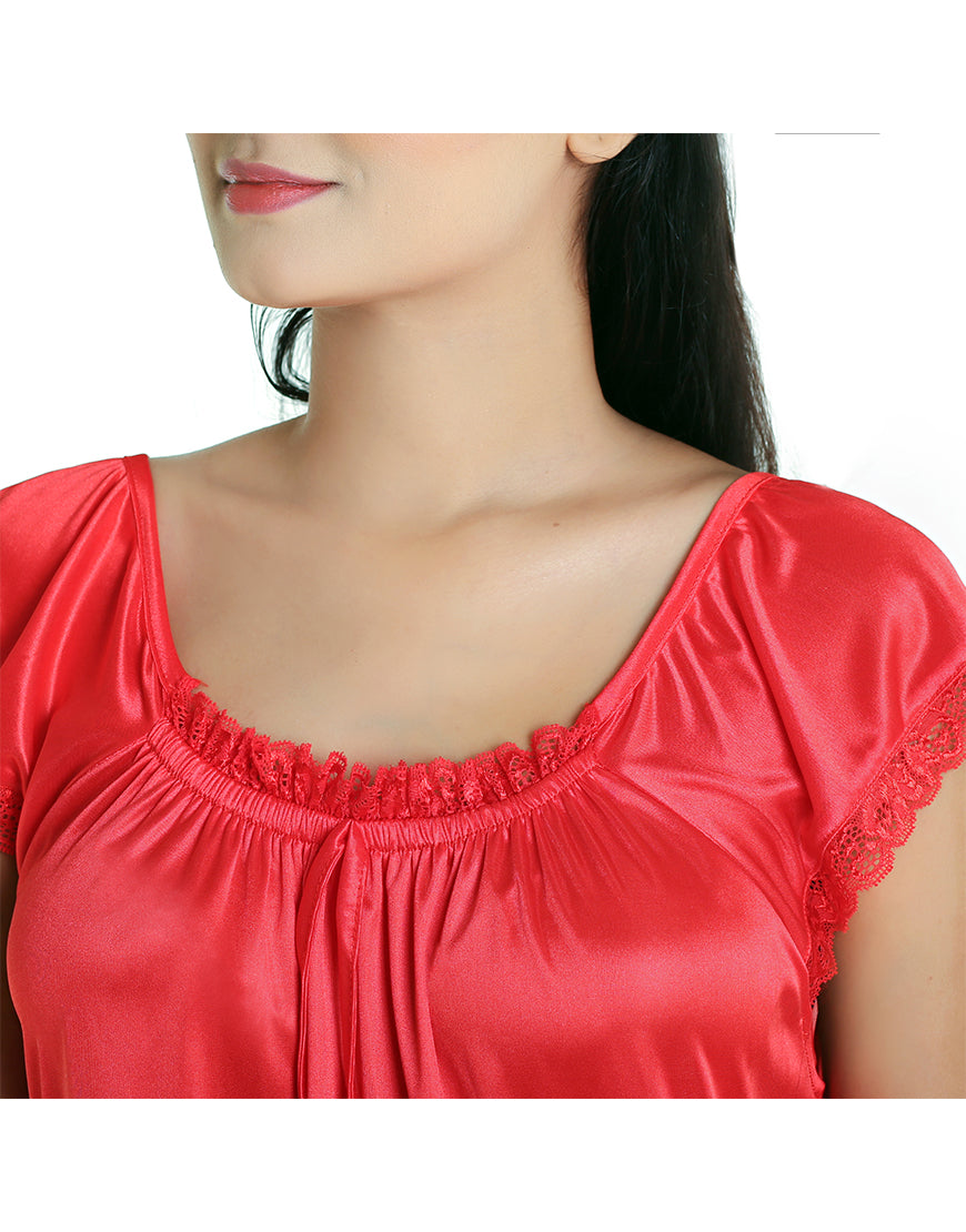 LOSHA MID-CALF LENGTH CAP SLEEVE NIGHTY-ORANGE RED