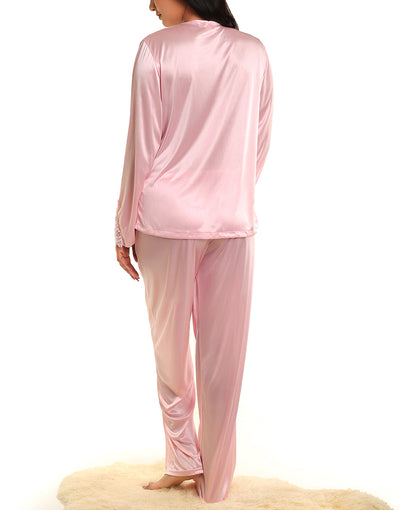 LOSHA STRETCH POLYESTER FRONT OPEN TOP AND PJ SET-BABY PINK